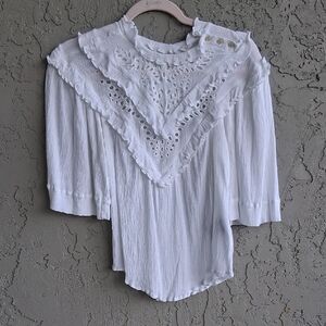 Isabel Marant White Ruffled Asymmetrical Blouse
